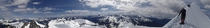 The North Cascades as seen from the knife edge ridge of Eldorado Peak  Panorama Click to zoom in
