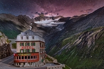 The Oberwald Belvedere Hotel in the Swiss Alps abandoned due to the glacier melting 