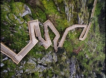The Paiva Walkways in northern Portugal are an  km wooden walkways that were built in  along the cliffs of the river Paiva River Gorge