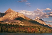 The Peaks at Maligne Lake during Sunset 