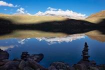 The perfect mirror Chandratal Lake Indian Himalayas 