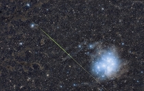 The Pleiades LBN and a Meteor 