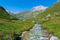 The Pralognan Doron stream in the French Alps 