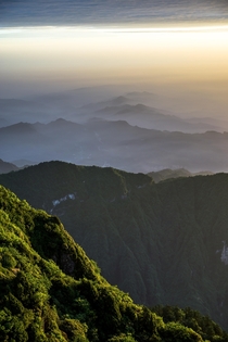 The pre-sunrise view from Mt Emei Shan China 