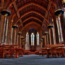 The reading room of the Suzzallo library of the University of Washington in Seattle WA was built in  and has a Gothic interieur 