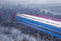 The Red Arrows RAF Aerobatic Team over Manhattan Aug 