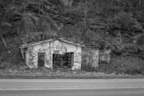 The remains of an old gas station along US  in PA 