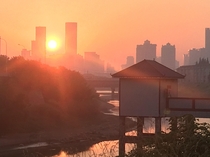 The rising red sun Changsha China