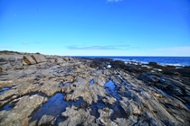 The rocky coastline of Two Lights State Park in Maine USA 