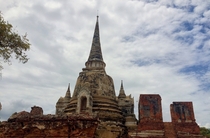 The ruins of a pagoda in Ayutthaya Thailand 