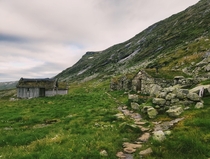 The ruins of old Norway Hardangervidda near Stavali Cabin