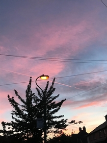 The sky on the street I live on