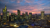 The Skyline of Frankfurt am Main at the sunset 
