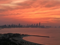 The skyline of Kuwait at sunset