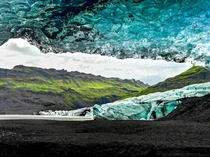 The slowly melting ice chunks of the Slheimajkull glacier Iceland 