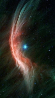 The star Zeta Ophiuchi with a shock wave in front of it