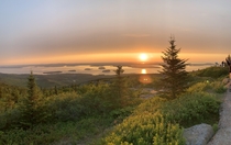 The start of a new day atop Cadillac Mountain In Acadia 