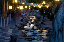 The streets of Dali China have streams running through them 