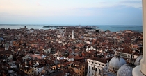 The stunning view of Venice Italy from the top of Bell Tower just before sunset Taken June 