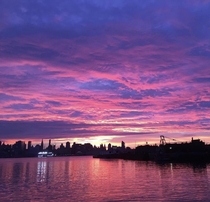 The sun rising over Manhattan OC