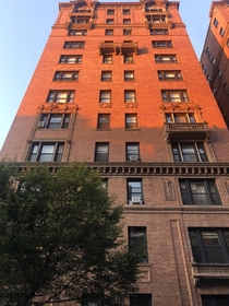 The sun setting on a pre-was building on the Upper West Side of Manhattan - taken just now