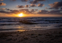 The sun setting on Gaash beach Israel  x