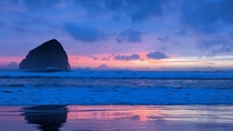 The sunset at Haystack rock unedited