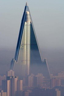 The tallest unoccupied building in the world the North Korean Ryugyong hotel
