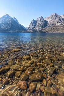 The Tetons by the clear waters of Jackson Lake WY 