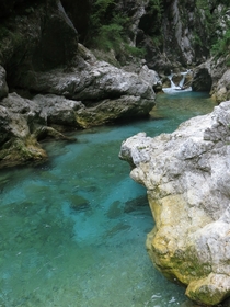 The Tolmin Gorge in Slovenia The most amazingly blue water Ive ever seen 