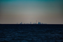 The Toronto skyline from across Lake Ontario 