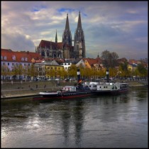 The town of Regensburg in Bavaria along the Danube 