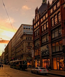 The traditional shopping district in Helsinki Finland 