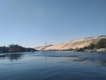 The two sides of the Nile showing the difference between the desert and the forest  