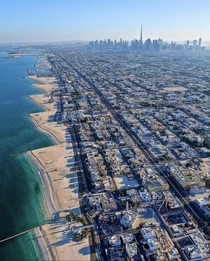 The urban sprawl  beaches of Dubai UAE