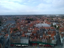 The view of Bruges Belgium was worth the climb up the  steps of the bell tower