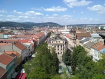 The view of Kosice Slovakia was worth the climb up  steps to the top of the clock tower