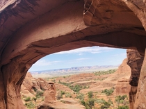 The view through Tower Arch Arches National Park Moab UT 