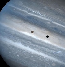 The volcanic moon Io and its shadow cast on Jupiter  John Spencer Lowell Observatory and NASA 