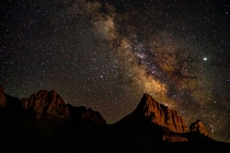 The Watchman Zion National Park Utah USA at night 
