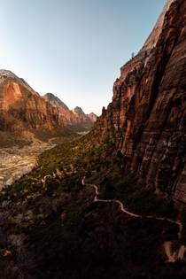 The winding first quarter of the Angels Landing trail - Zion National Park - 