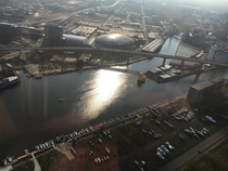 The worlds largest rubber duck floats in the Buffalo River near Canalside 