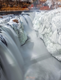 These beautiful frozen Paterson Falls in -F weather Paterson New Jersey 