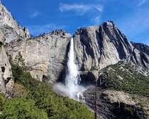 They turned on the waterfalls in Yosemite Yosemite National Park CA USA 