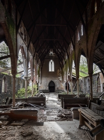 This abandoned church has lost much of its roof 