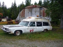This abandoned Ghost Busters car in Algoma District Ontario