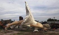 This GIGANTIC and creepy  foot Marilyn Monroe statue from a dump in China