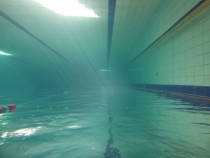 This is how the world looks to me a swimmer from underwater during a tumbleturn while pool training 