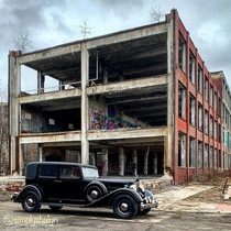 This is one of my favorite shots A  packard in front of the Packard plant in Detroit MI OC