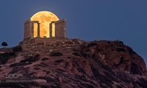 This is what a Super Moon at the Temple of Poseidon looks like